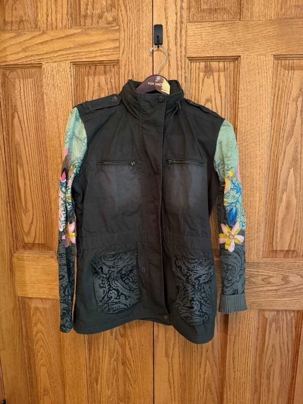 unique Desigual mixed media jacket floral sweater